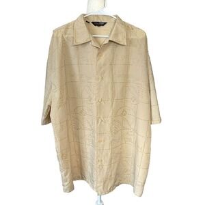 Blue Boy Men's Button Up Cream Blue Boy Logo Sz 2XL Urban Hip Hop